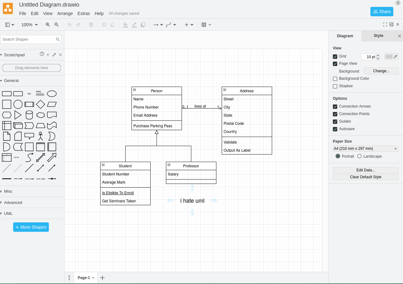 Screenshot of the drawio interface